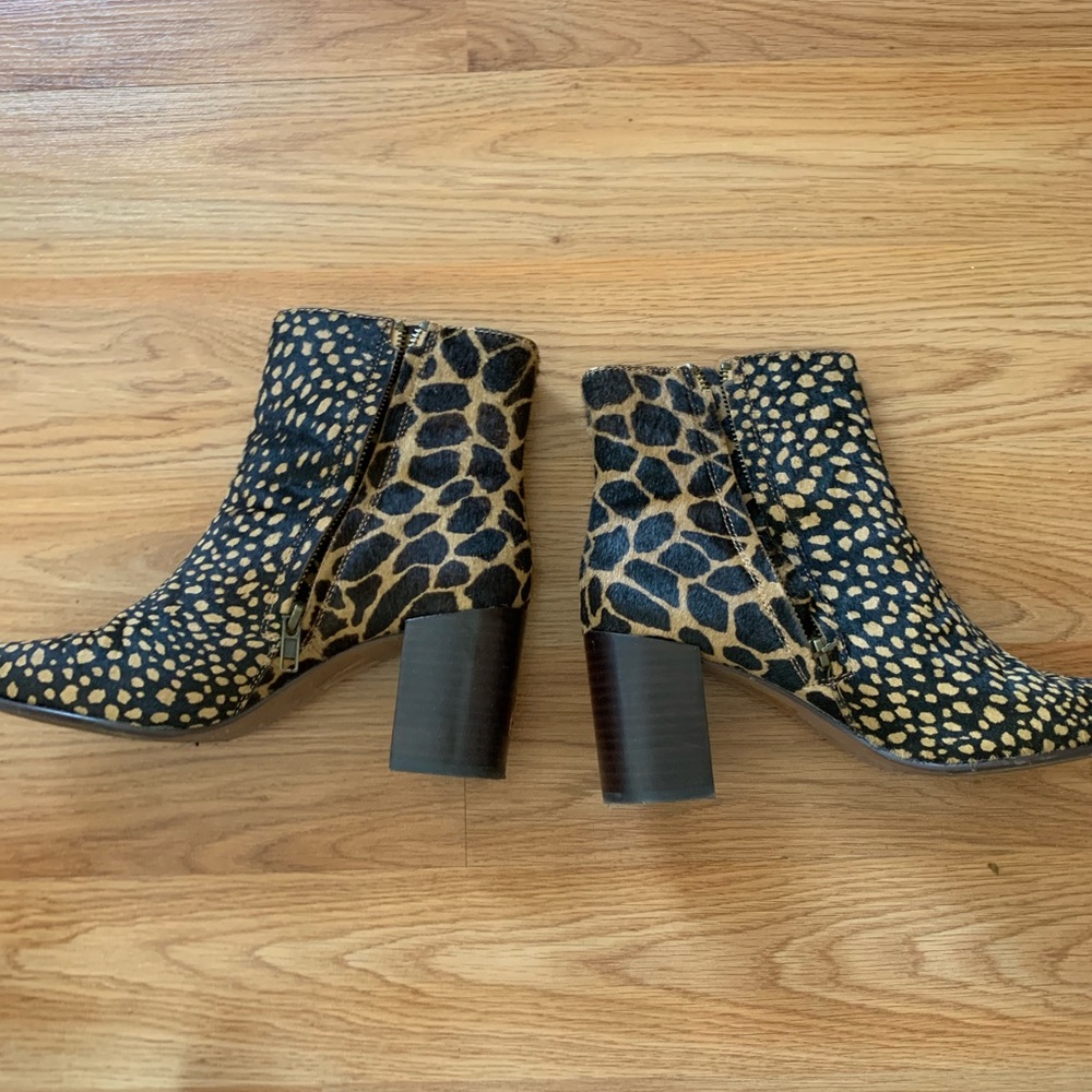 Madewell leopard and cow hide print heeled booties size 7